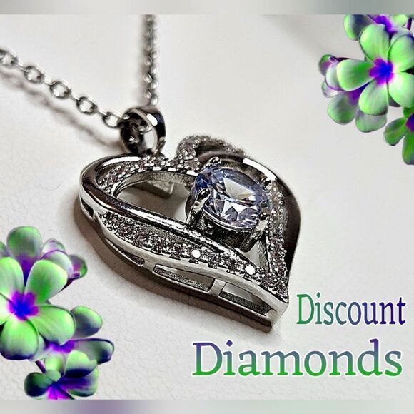 Clear White 2 Ct. Round Cut Diamond White Baguette Diamond Pendant Necklace 925